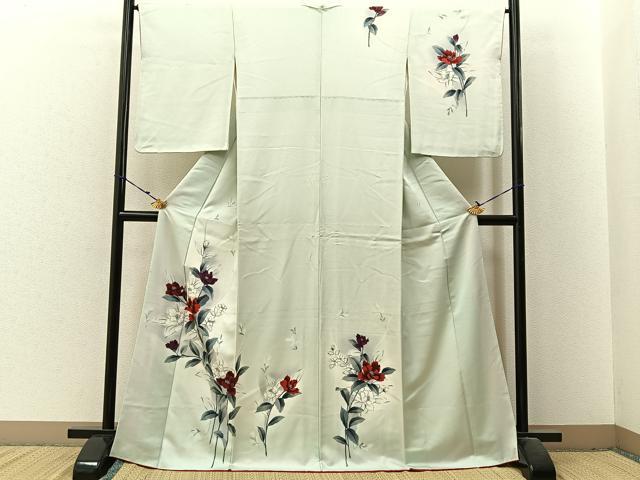 平和屋着物■訪問着　手描き　草花文　暈し染め　正絹　逸品　BAAX6311hj