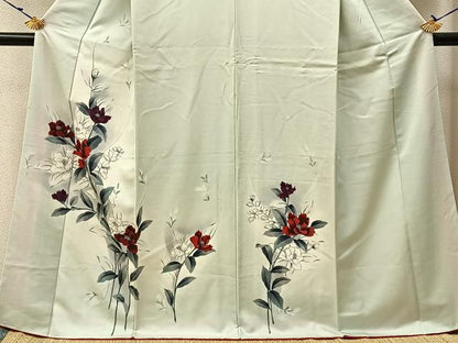 平和屋着物■訪問着　手描き　草花文　暈し染め　正絹　逸品　BAAX6311hj