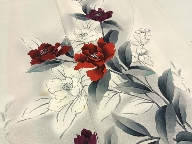 平和屋着物■訪問着　手描き　草花文　暈し染め　正絹　逸品　BAAX6311hj
