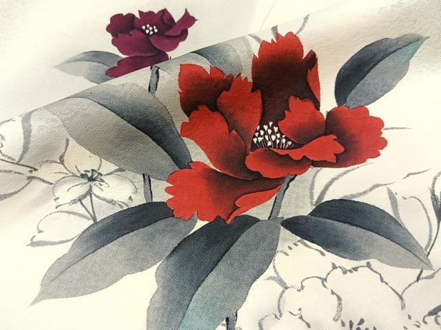 平和屋着物■訪問着　手描き　草花文　暈し染め　正絹　逸品　BAAX6311hj