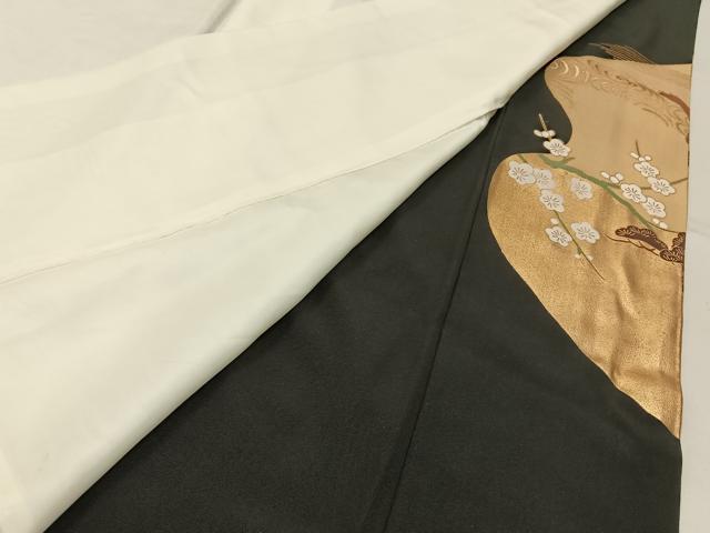 平和屋着物■豪華黒留袖　松竹梅　飛鶴扇面文　金彩　正絹　逸品　BAAX6312hj