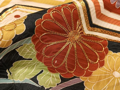 平和屋着物■豪華振袖　駒刺繍　毘沙門亀甲花文　金彩　正絹　逸品　BAAX6313hj