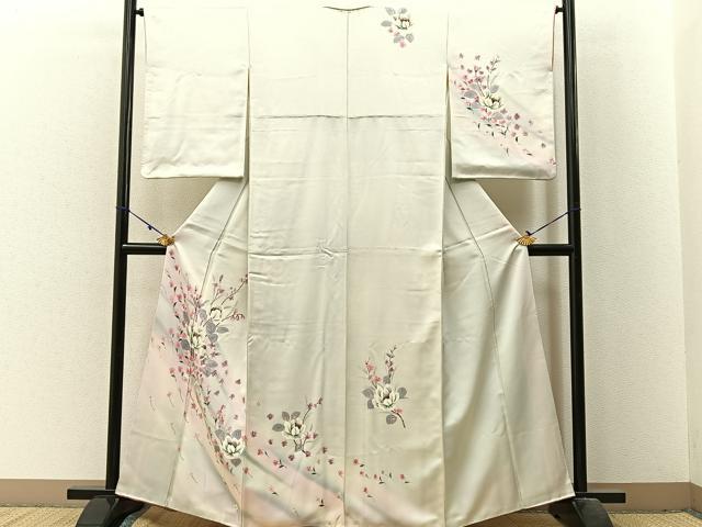 平和屋着物■訪問着　手描き　舞花文　暈し染め　正絹　逸品　BAAX6315hj