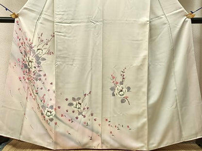 平和屋着物■訪問着　手描き　舞花文　暈し染め　正絹　逸品　BAAX6315hj