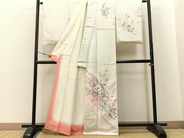平和屋着物■訪問着　手描き　舞花文　暈し染め　正絹　逸品　BAAX6315hj
