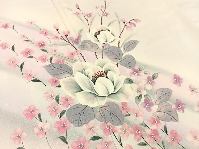平和屋着物■訪問着　手描き　舞花文　暈し染め　正絹　逸品　BAAX6315hj