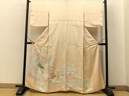 平和屋着物■豪華色留袖　孔雀有職花文　正絹　逸品　BAAX6316hj