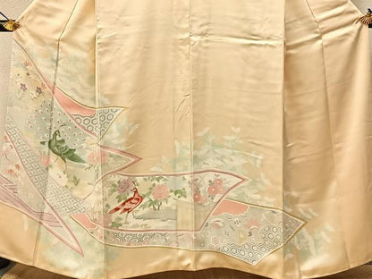 平和屋着物■豪華色留袖　孔雀有職花文　正絹　逸品　BAAX6316hj