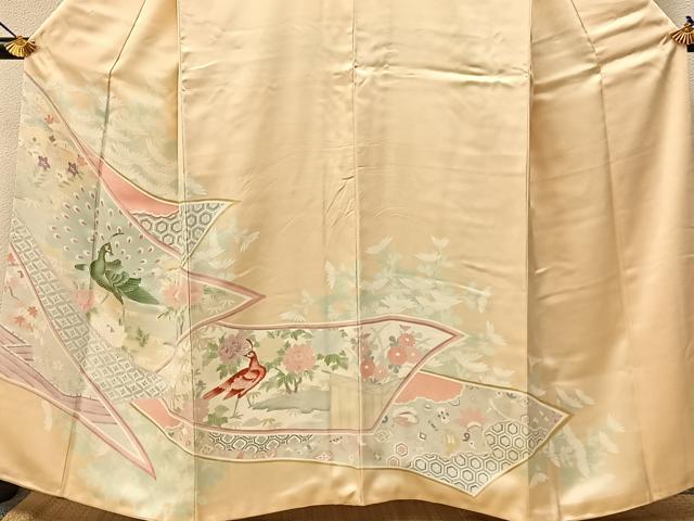 平和屋着物■豪華色留袖　孔雀有職花文　正絹　逸品　BAAX6316hj