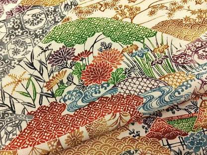 平和屋着物■上質な小紋　型染め　流水草花文　正絹　逸品　BAAX6317hj