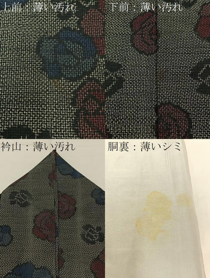 平和屋着物■上質な紬　薔薇　正絹　逸品　BAAX6323hj