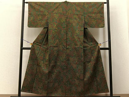 平和屋着物■大島紬　樹林文　証紙付き　正絹　逸品　未使用　BAAX6324hj