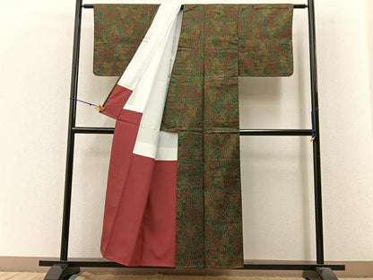 平和屋着物■大島紬　樹林文　証紙付き　正絹　逸品　未使用　BAAX6324hj