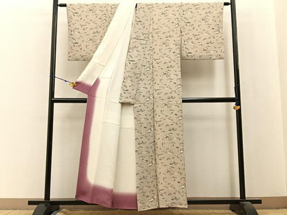 平和屋着物■上質な小紋　型染め　地紙風景文　正絹　逸品　BAAX6331hj