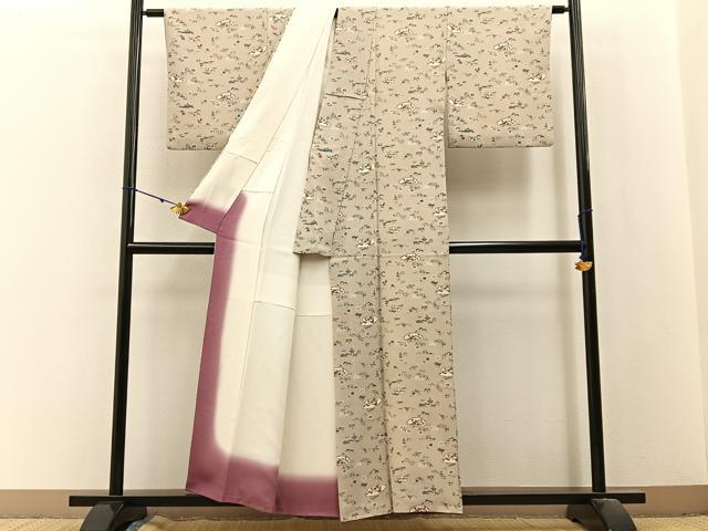 平和屋着物■上質な小紋　型染め　地紙風景文　正絹　逸品　BAAX6331hj