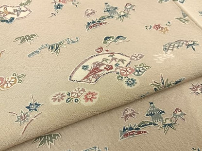 平和屋着物■上質な小紋　型染め　地紙風景文　正絹　逸品　BAAX6331hj
