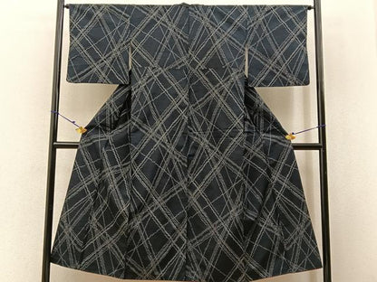 平和屋着物■上質な紬　斜線文　正絹　逸品　BAAX6332hj