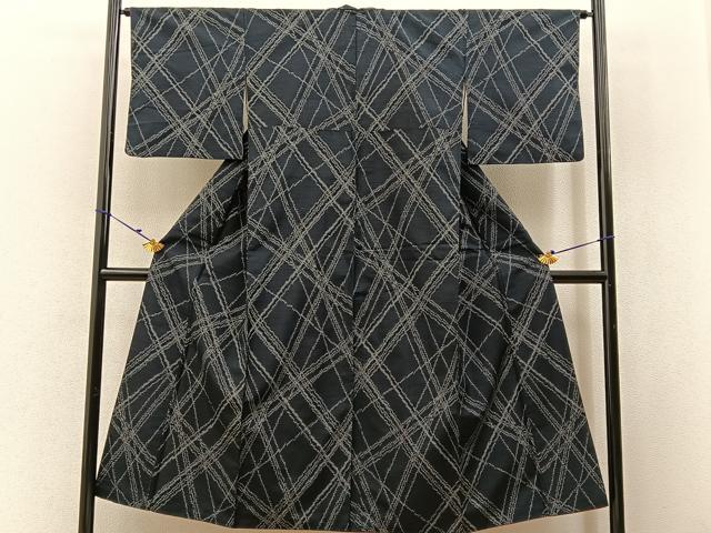 平和屋着物■上質な紬　斜線文　正絹　逸品　BAAX6332hj