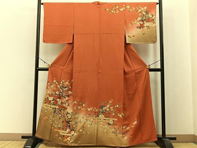 平和屋着物■訪問着　御所車花文　暈し染め　金彩　正絹　逸品　未使用　BAAX6334hj