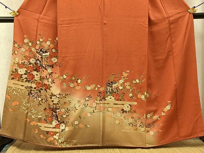 平和屋着物■訪問着　御所車花文　暈し染め　金彩　正絹　逸品　未使用　BAAX6334hj