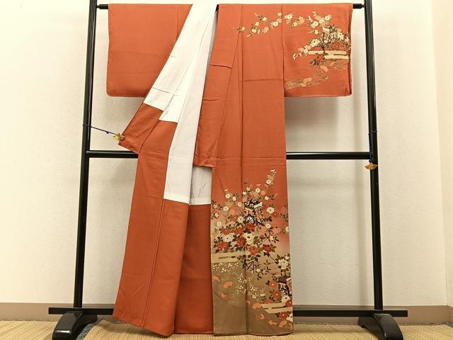 平和屋着物■訪問着　御所車花文　暈し染め　金彩　正絹　逸品　未使用　BAAX6334hj