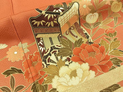平和屋着物■訪問着　御所車花文　暈し染め　金彩　正絹　逸品　未使用　BAAX6334hj