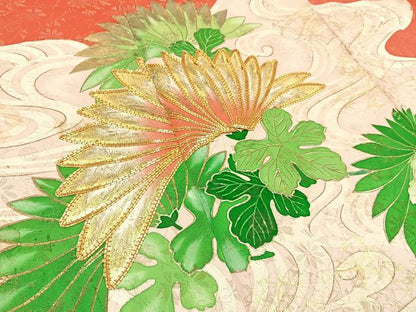 平和屋着物■豪華振袖　駒刺繍　流水裏菊文　金彩　金通し地　正絹　逸品　BAAX6336hj