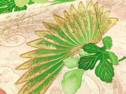 平和屋着物■豪華振袖　駒刺繍　流水裏菊文　金彩　金通し地　正絹　逸品　BAAX6336hj