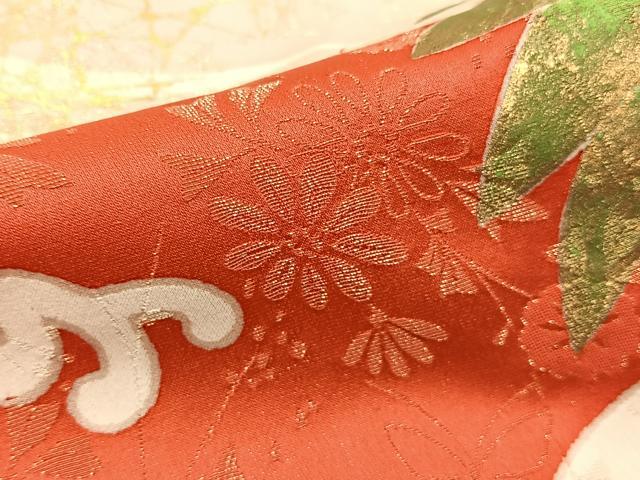 平和屋着物■豪華振袖　駒刺繍　流水裏菊文　金彩　金通し地　正絹　逸品　BAAX6336hj