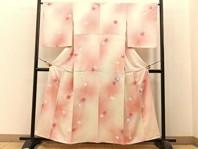 平和屋着物■上質な小紋　舞花文　暈し染め　正絹　逸品　未使用　BAAX6338hj