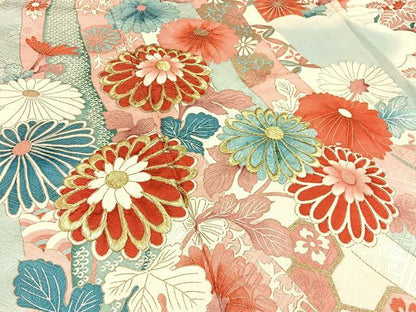 平和屋着物■豪華振袖　刺繍　束ね熨斗菊花文　金彩　正絹　逸品　BAAX6339hj