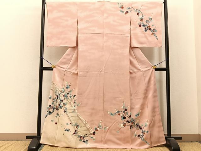 平和屋着物■訪問着　鴛鴦渡橋楓文　暈し染め　高島屋扱い　正絹　逸品　BAAX6344hj