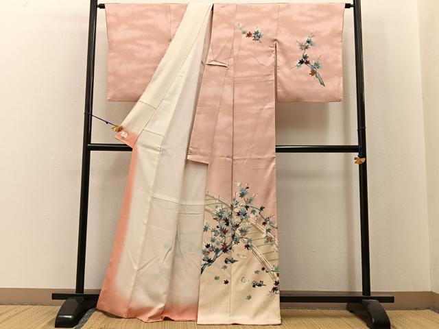 平和屋着物■訪問着　鴛鴦渡橋楓文　暈し染め　高島屋扱い　正絹　逸品　BAAX6344hj