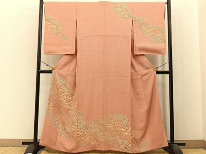 平和屋着物■訪問着　江戸小紋　道長更紗花文　鮫小紋柄　正絹　逸品　BAAX6345hj