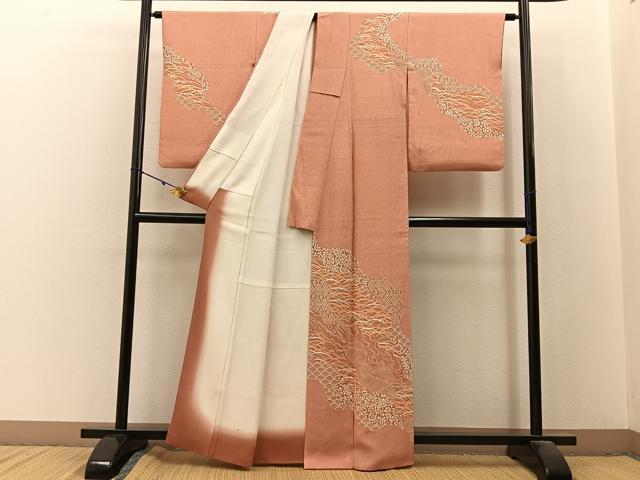 平和屋着物■訪問着　江戸小紋　道長更紗花文　鮫小紋柄　正絹　逸品　BAAX6345hj
