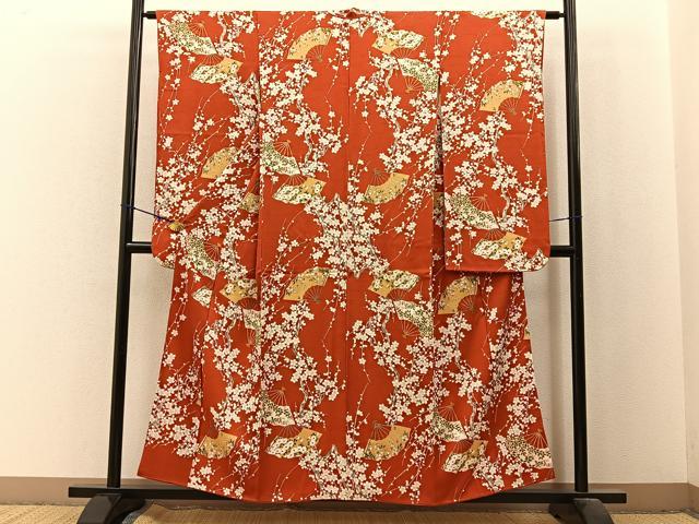 平和屋着物■豪華振袖　扇面枝梅文　金彩　正絹　逸品　BAAX6347hj