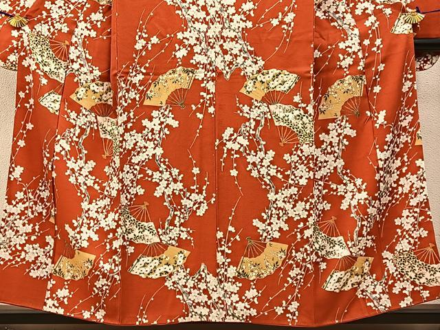 平和屋着物■豪華振袖　扇面枝梅文　金彩　正絹　逸品　BAAX6347hj