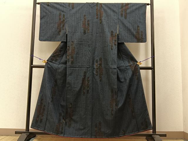 平和屋着物■結城紬　100亀甲　壺垂れ花文　正絹　逸品　未使用　BAAX6348hj