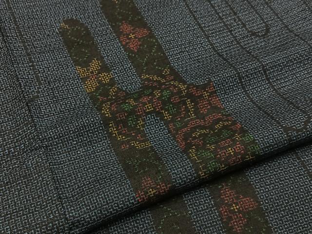 平和屋着物■結城紬　100亀甲　壺垂れ花文　正絹　逸品　未使用　BAAX6348hj