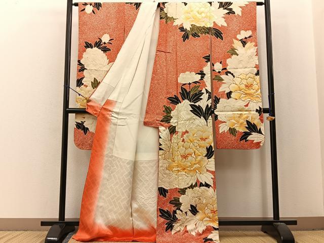 平和屋着物■豪華振袖　駒刺繍　牡丹　金彩　正絹　逸品　BAAX6352hj