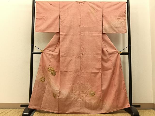 平和屋着物■訪問着　紬地　雪輪草花文　金彩　正絹　逸品　未使用　BAAX6353hj