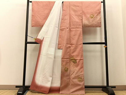 平和屋着物■訪問着　紬地　雪輪草花文　金彩　正絹　逸品　未使用　BAAX6353hj