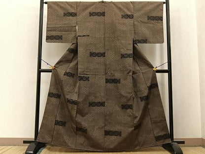 平和屋着物■上質な紬　横段花文　正絹　逸品　未使用　BAAX6354hj