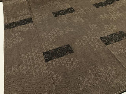 平和屋着物■上質な紬　横段花文　正絹　逸品　未使用　BAAX6354hj