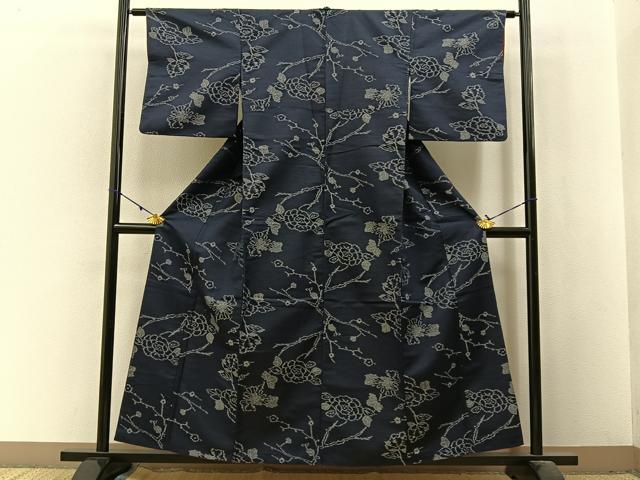 平和屋着物■上質な紬　枝花文　正絹　逸品　BAAX6357hj