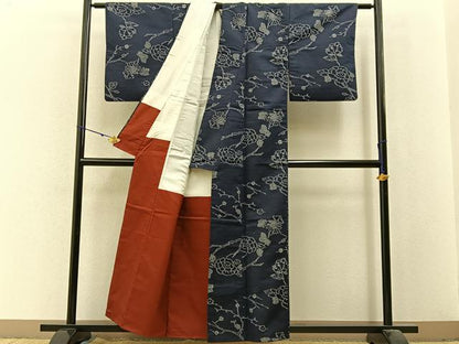 平和屋着物■上質な紬　枝花文　正絹　逸品　BAAX6357hj