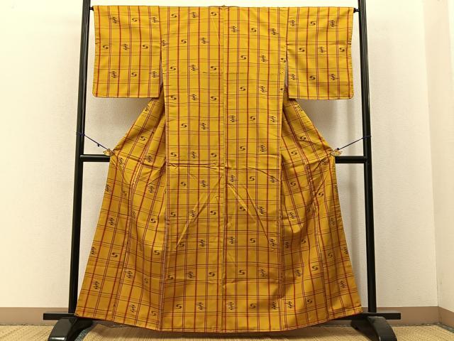 平和屋着物■上質な紬　琉球絣文様　正絹　逸品　未使用　BAAX6358hj
