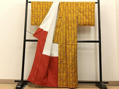 平和屋着物■上質な紬　琉球絣文様　正絹　逸品　未使用　BAAX6358hj