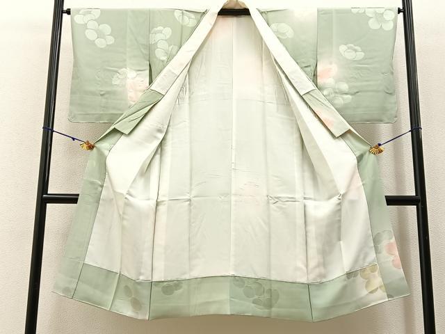 平和屋着物■長襦袢　袷　梅地紋　暈し染め　正絹　逸品　BAAX6365hj