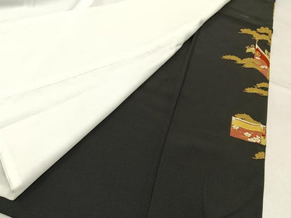 平和屋着物■豪華黒留袖　人物風景文　金彩　正絹　逸品　BAAX6369hj